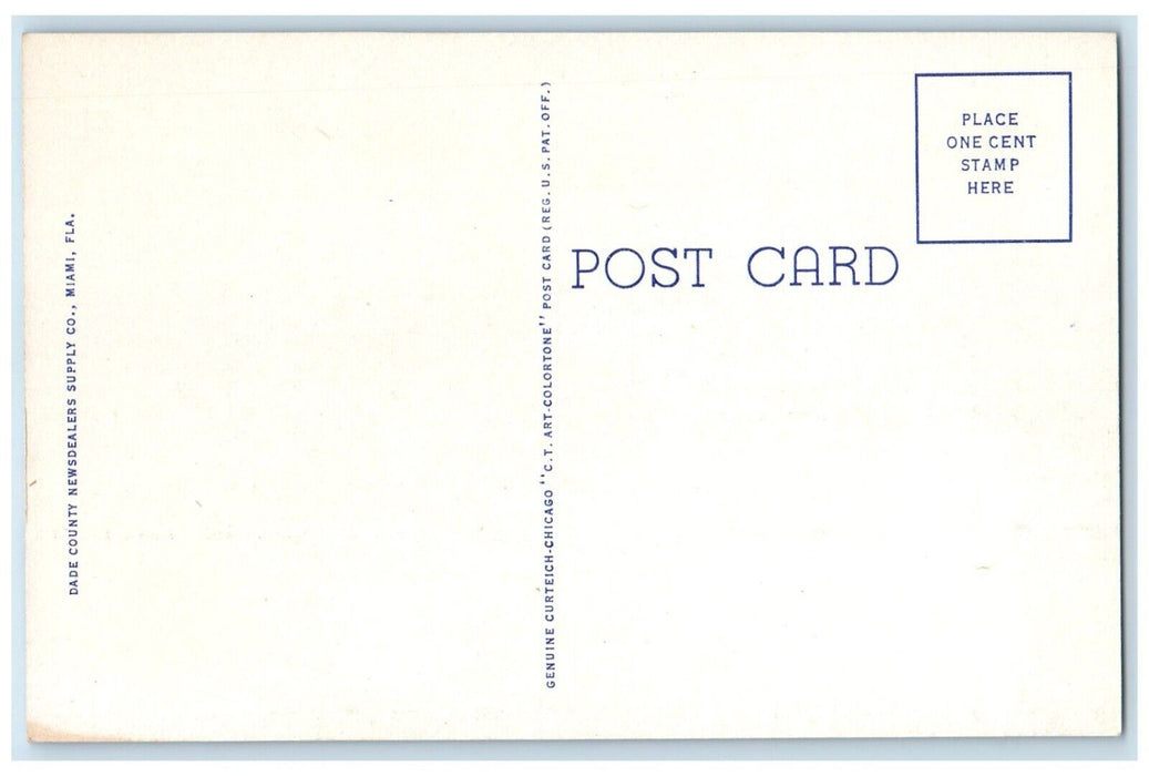 c1940 Rear View Ponce De Leon High School Building Coral Gables Florida Postcard