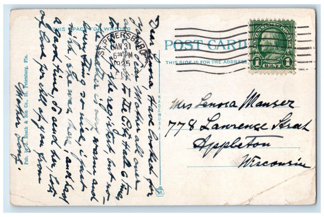 1925 Exterior View Soreno Hotel Building St Petersburg Florida Posted Postcard