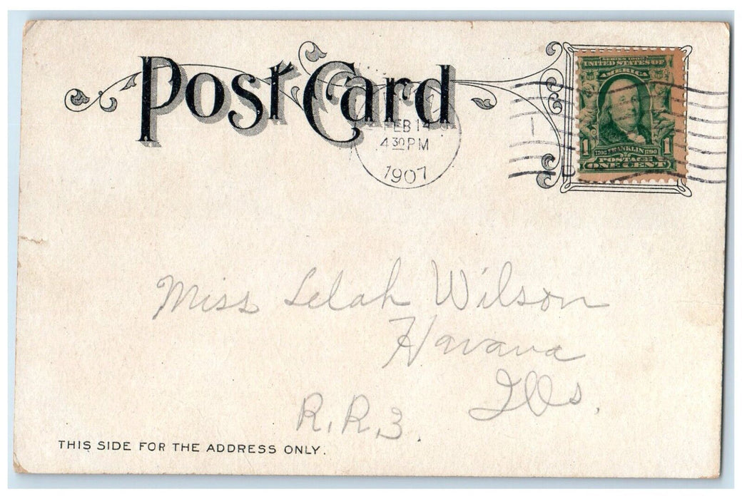 1907 Man Ice Cube I Caught Cold Havana Illinois IL Posted Antique Postcard