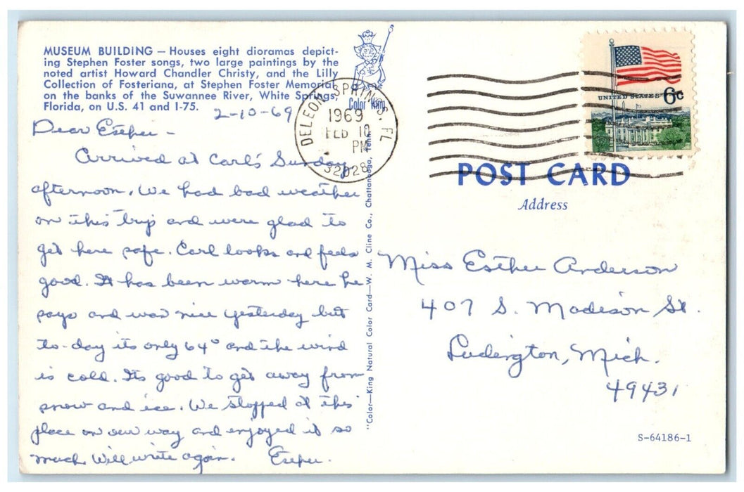 1969 Museum Building Stephen Foster Memorial White Springs Florida FL Postcard