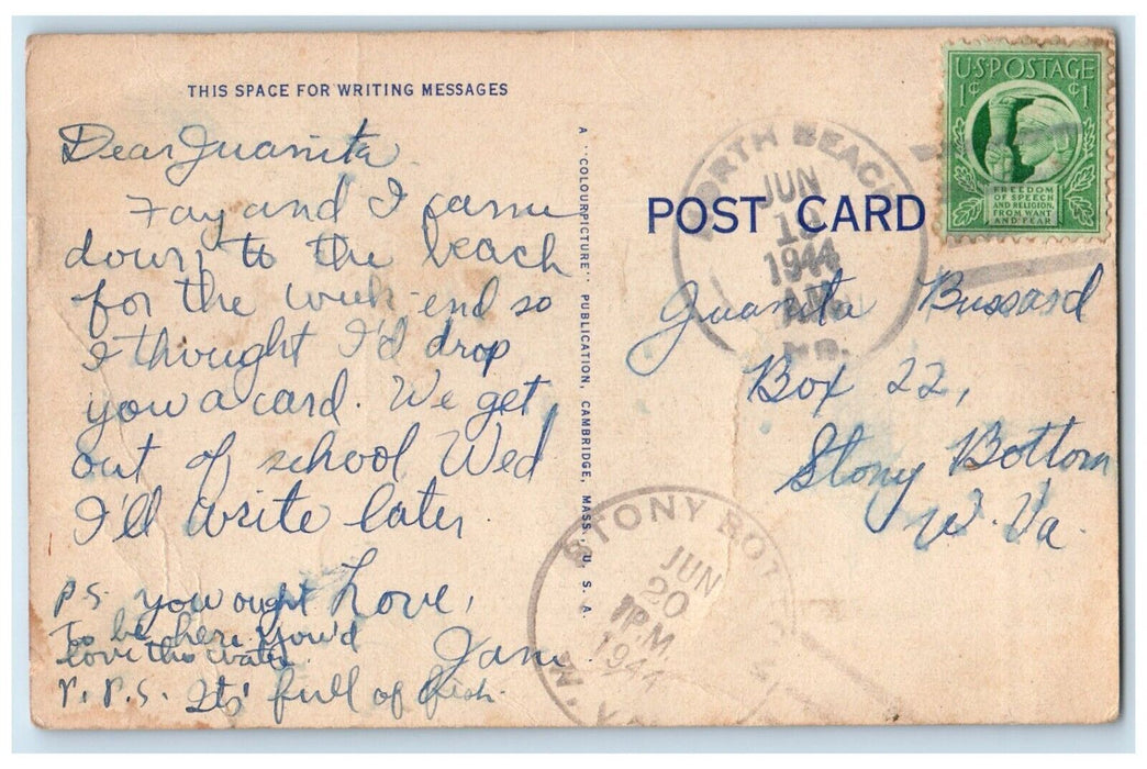 1944 The Hotel Got The Change Waters Got Tip North Beach Maryland MD Postcard