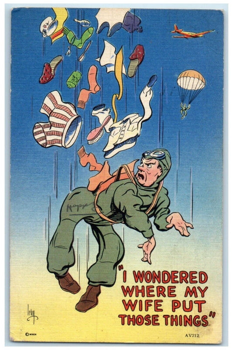 1944 Parachute Broken WW2 Soldier Mail Fort Leavenworth Kansas KS Postcard