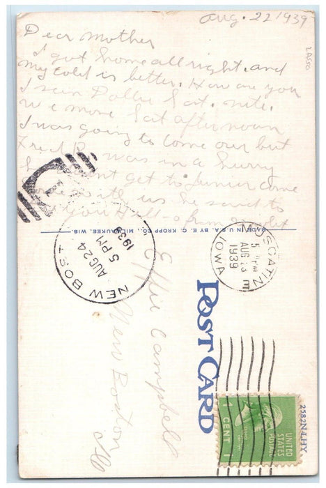 1939 Sailor Cached Girl Lasso Just A Line From Me Muscatine Iowa IA Postcard