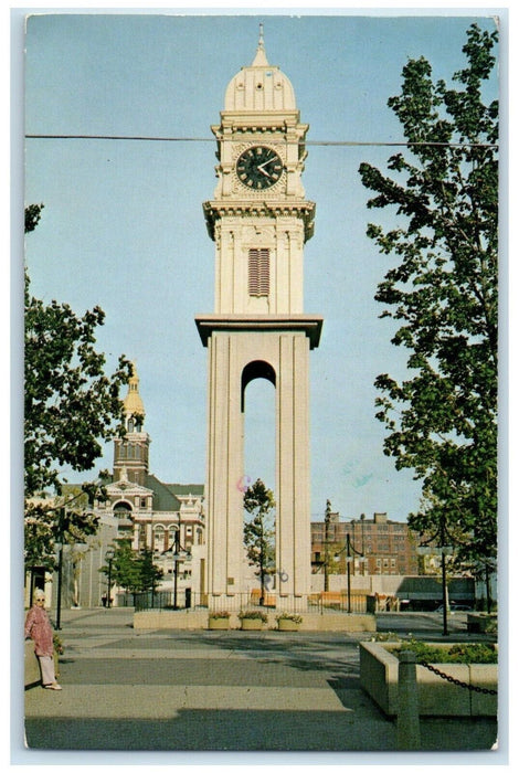 1978 Dubuque Town Clock Street Park Road Dubuque Iowa Vintage Antique Postcard