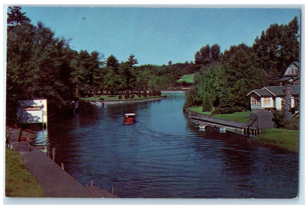 c1960 Scene Indian River Cheboygan County Resort Center Lake Michigan Postcard