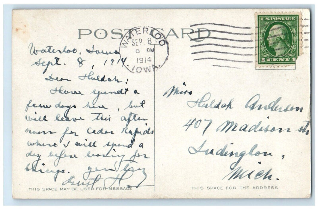 1914 Partial View Grand Stand Base Ball Park Waterloo Iowa IA Vintage Postcard