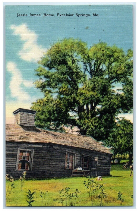 c1940 Jessie James Home Exterior House Field Excelsior Springs Missouri Postcard