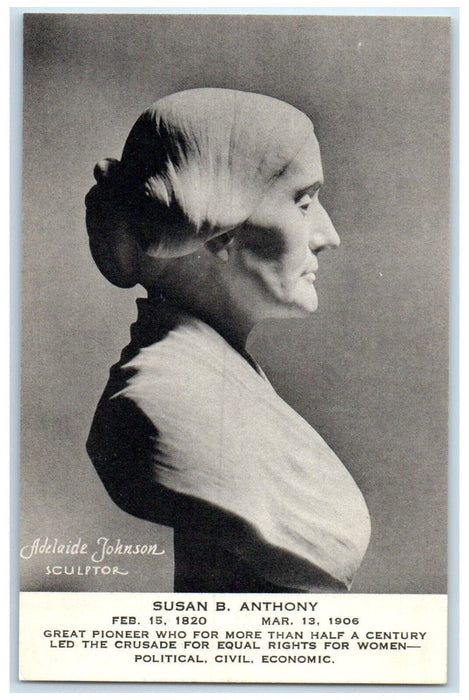c1906 Susan Anthony Pioneer Political Civil Economic Bust Sculpture NY Postcard