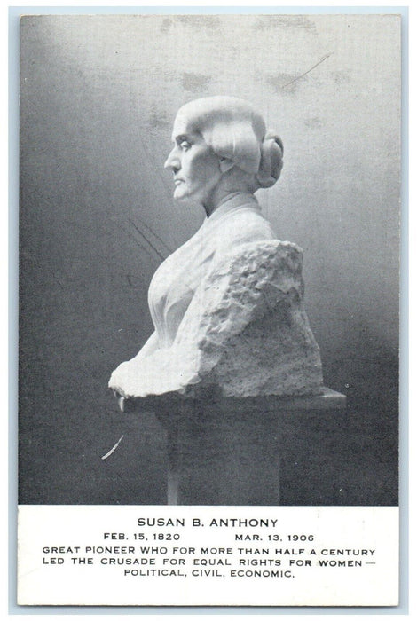 c1906 Susan Anthony Pioneer Political Civil Economic Bust Sculpture Postcard
