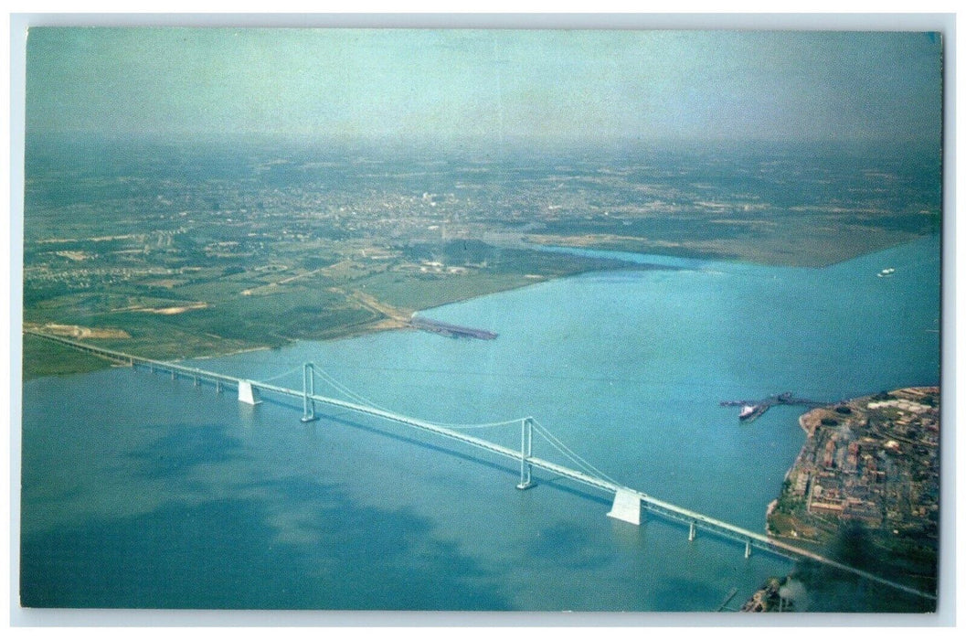 c1950's View Of Delaware Memorial Bridge Wilmington Delaware DE Vintage Postcard