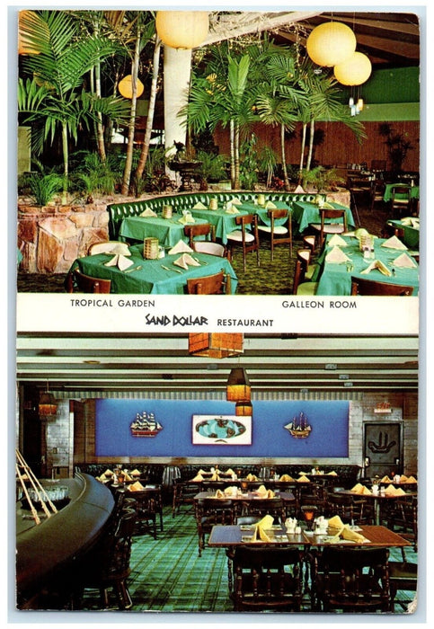Tropical Garden Galleon Room Sand Dollar Restaurant St. Petersburg FL Postcard