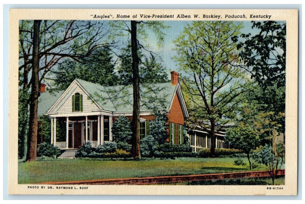 c1940 Angeles Home Vice-President Alben Barkley Field Paducah Kentucky Postcard