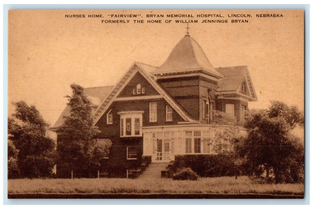 c1940 Nurses Home Fairview Bryan Memorial Hospital Lincoln Nebraska NE Postcard