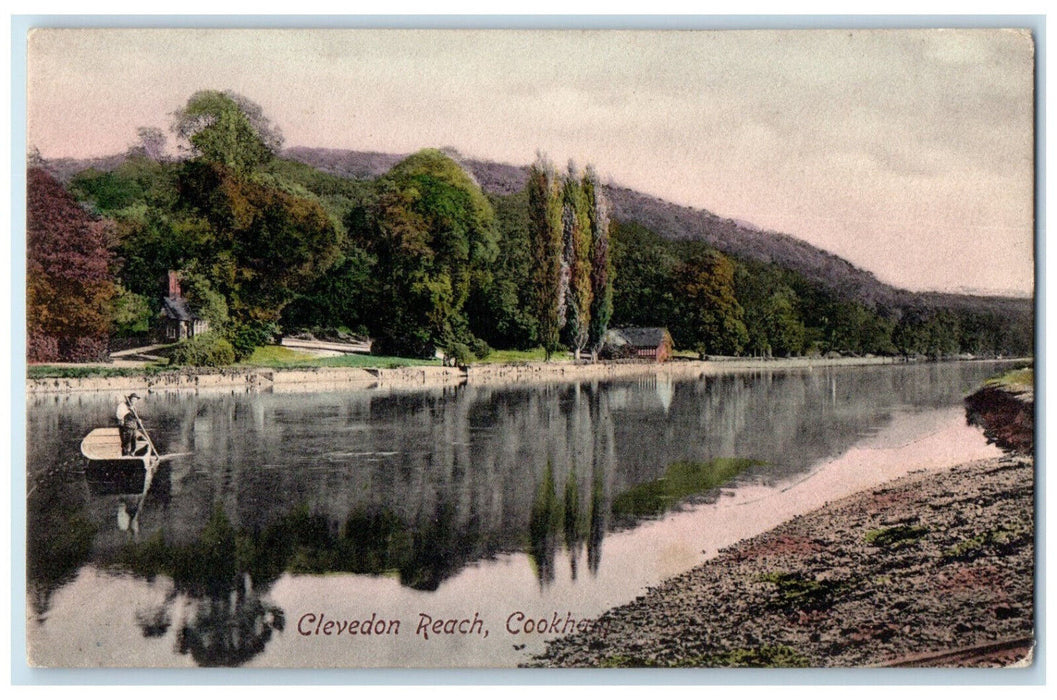 c1940's Boating in River Scene Clevedon Reach Cookham England Postcard