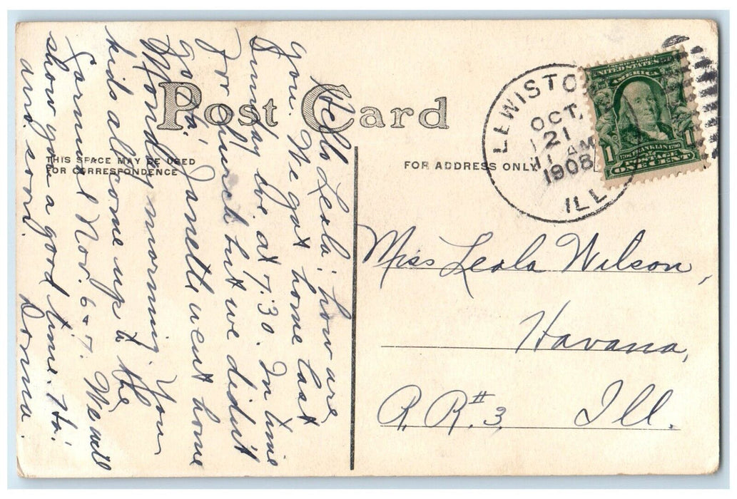 1908 Sailing Boat Children Monoscope Lewiston Illinois IL Antique Postcard