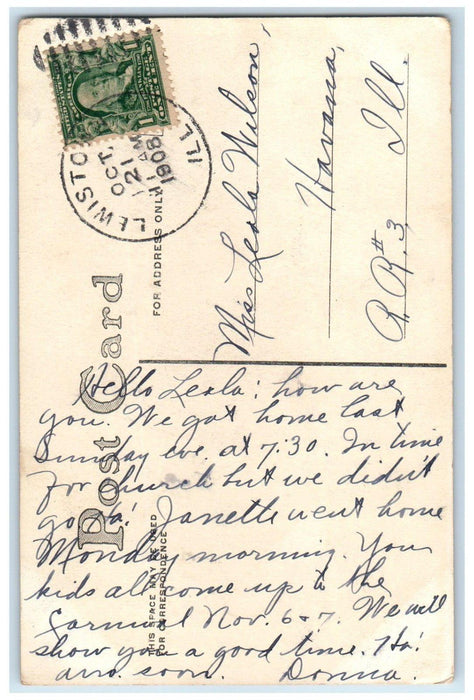1908 Sailing Boat Children Monoscope Lewiston Illinois IL Antique Postcard