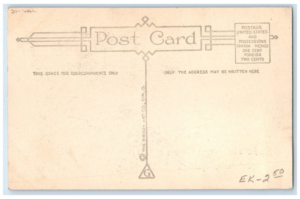 c1910's Little Sweetheart Kissing Romance Fishing Wall Gibson Antique Postcard