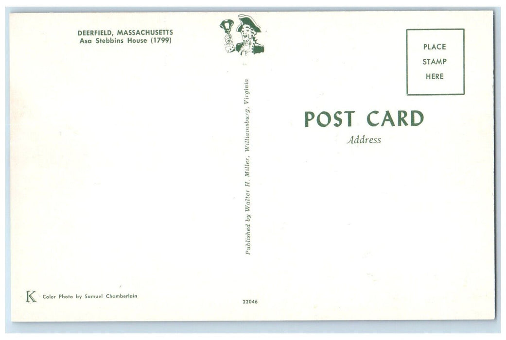 c1960 Asa Stebbins House Exterior Building Deerfield Massachusetts MA Postcard