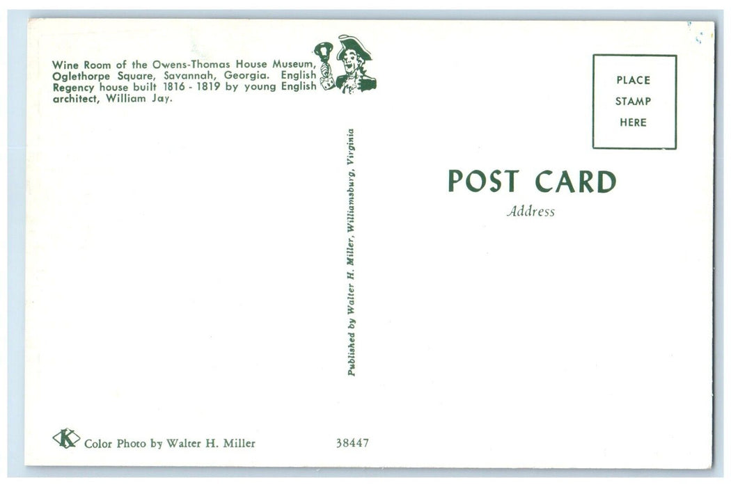 c1960 Wine Room Owens-Thomas House Museum Oglethorpe Savannah Georgia Postcard