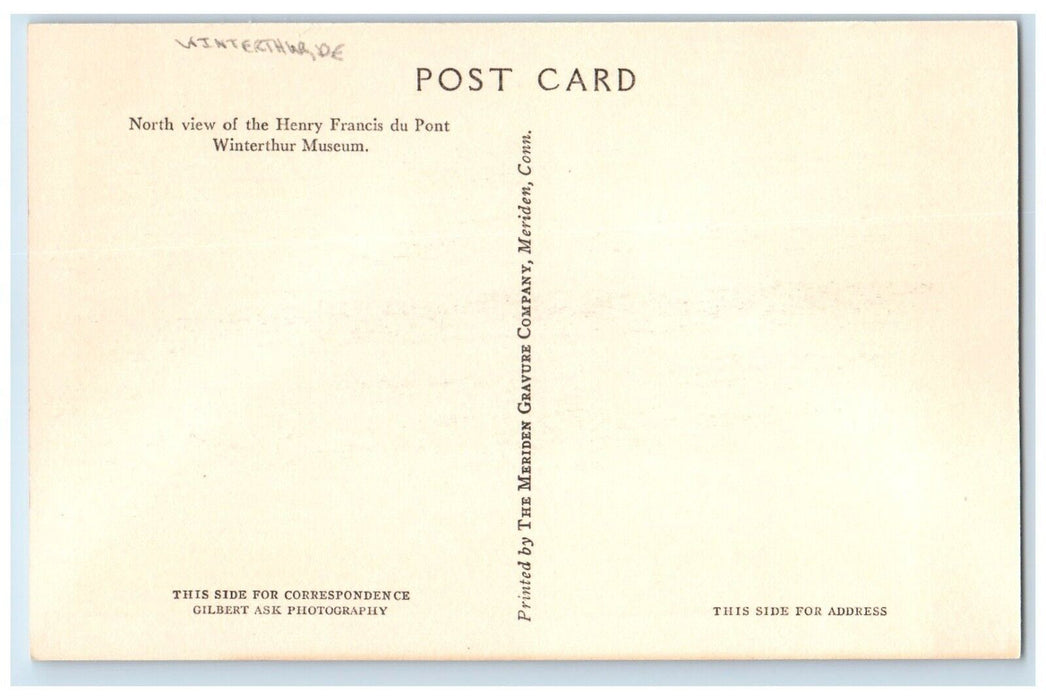 c1940 North View Henry Francis Du Pont Winterthur Field Museum Delaware Postcard