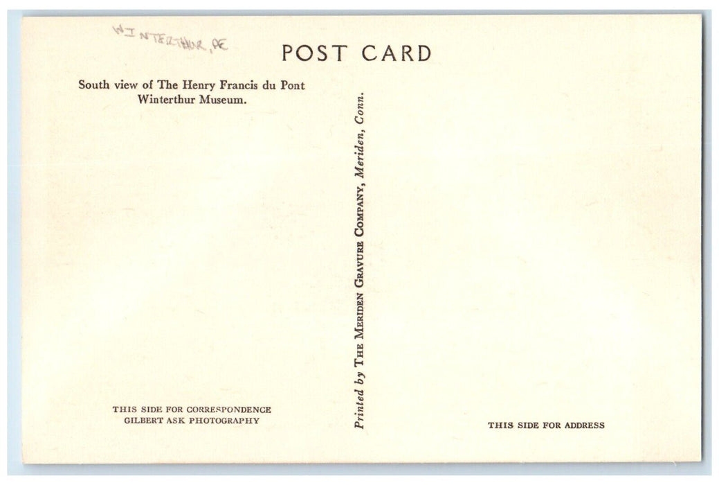c1940 South View Henry Francis Du Pont Field Winterthur Museum Delaware Postcard