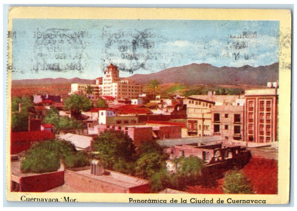 1950 Panoramic View Cuernavaca Mexico The Tall Building is The Latino Postcard