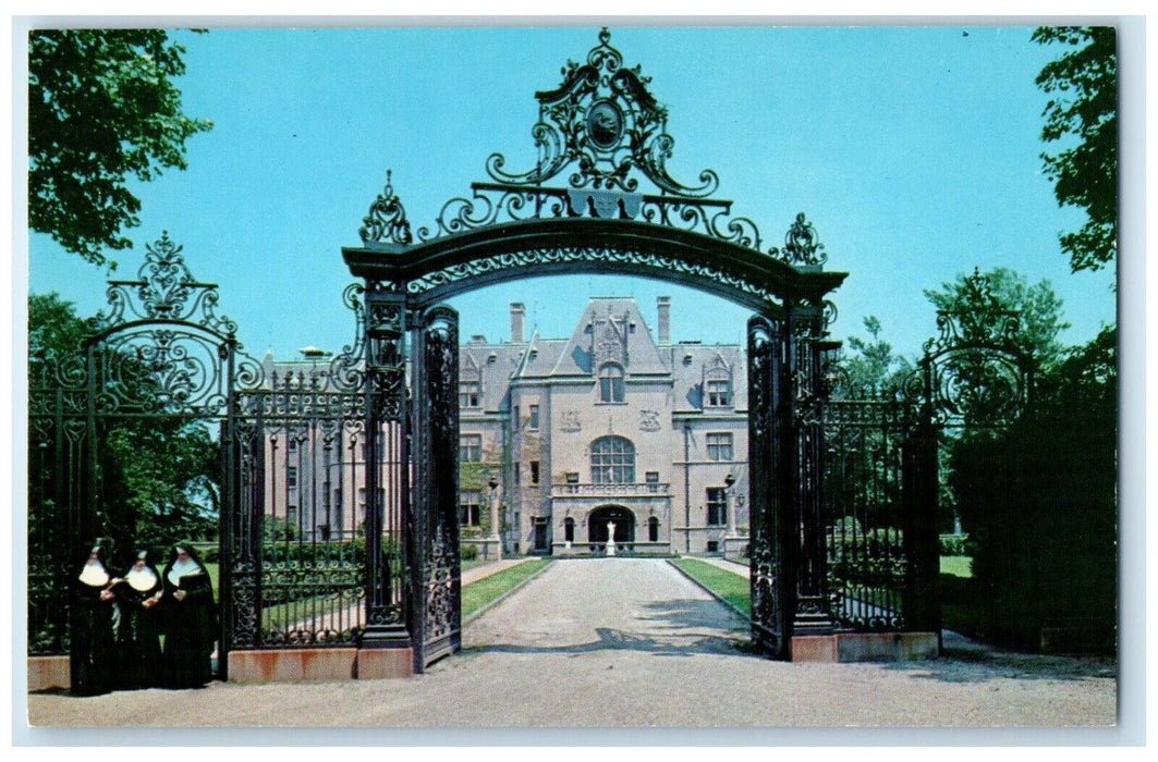 c1960 Salve Regina College Exterior Building Gate Newport Rhode Island Postcard