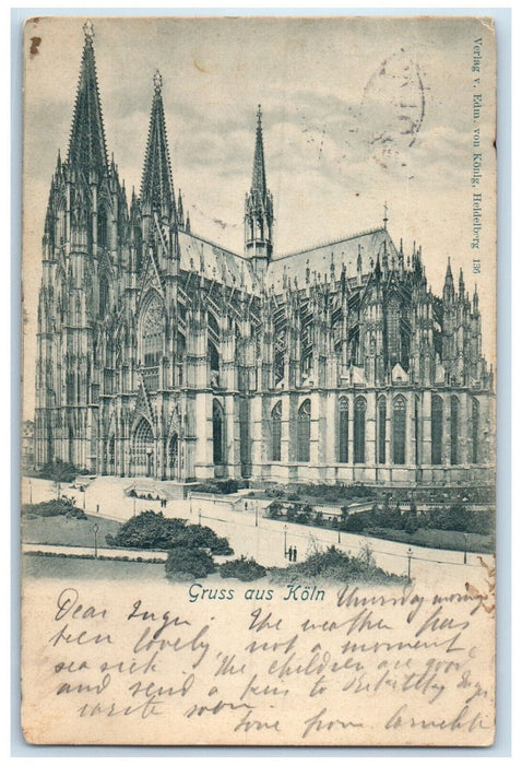 1904 View of a Building Greetings from Cologne Germany Posted Postcard