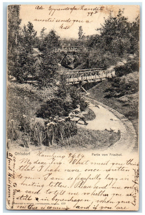 1904 Lot from the Cemetery Ohlsdorf Hamburg Germany Antique Posted Postcard