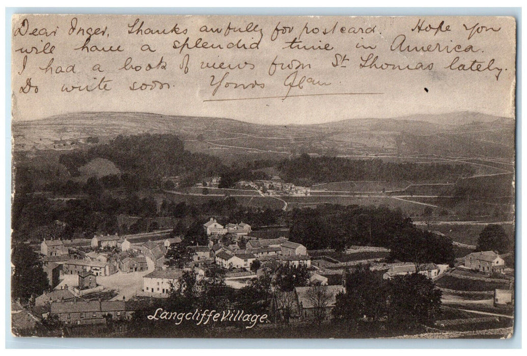 1907 Langcliffe Village North Yorkshire England Antique Posted Postcard