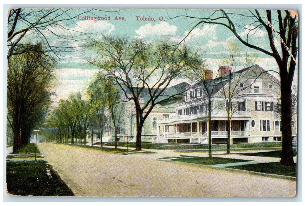 1908 Collingwood Avenue Street Building Road Toledo Ohio Antique Posted Postcard