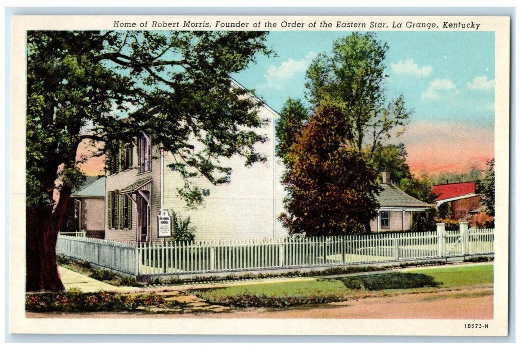 c1940 Home Robert Morris Founder Eastern Star Fence La Grange Kentucky Postcard