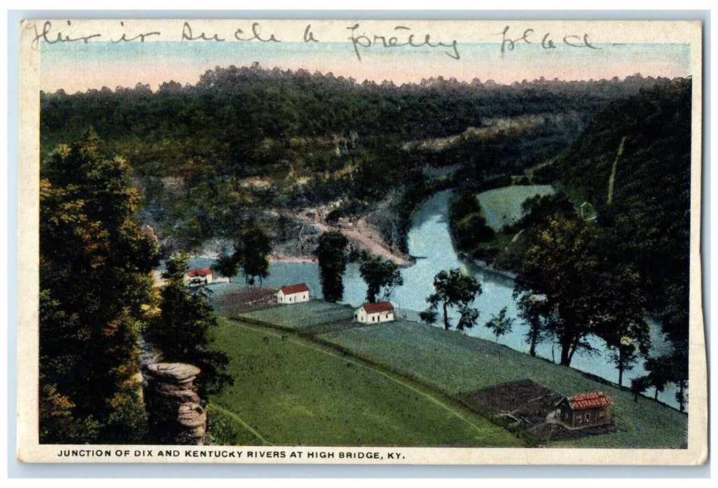 c1910 Aerial View Junction Dix Kentucky Rivers High Bridge Kentucky KY Postcard