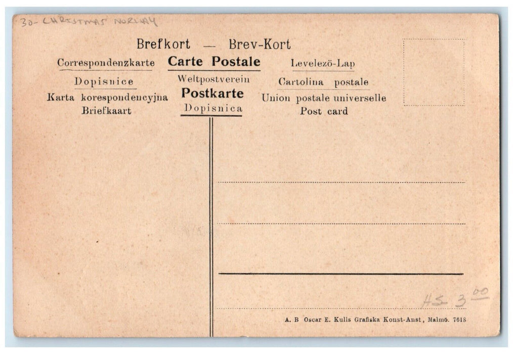 c1910's Christmas Children Playing Christmas Tree Candle Lights Norway Postcard