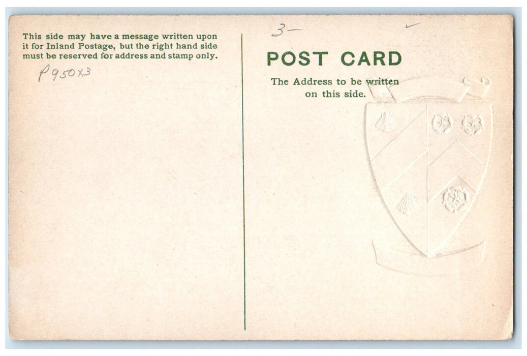 c1940's View of Building Logo of Wadham College England Embossed Postcard