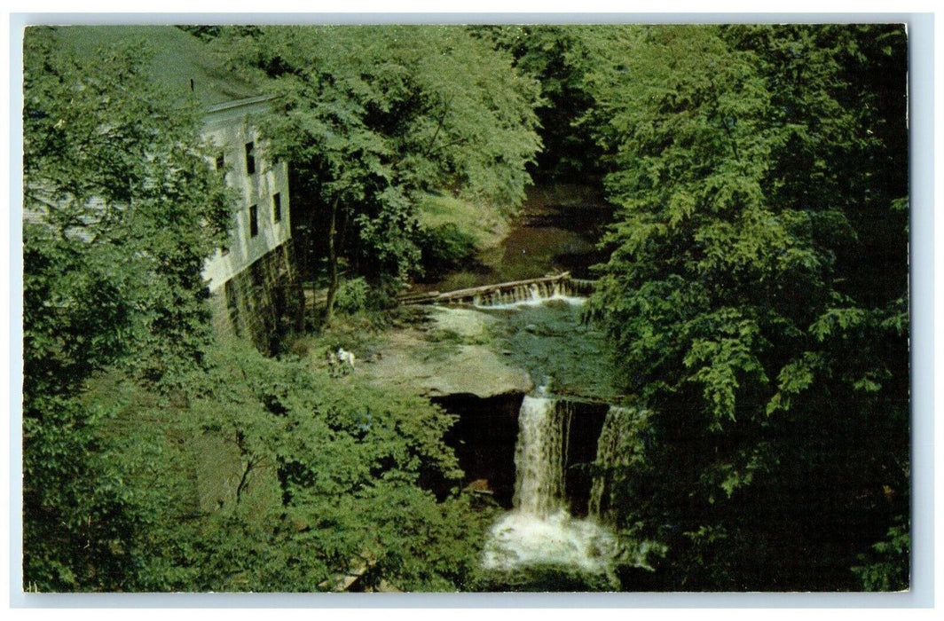 Old Mill And Falls Millcreek Park Youngstown Ohio OH, Waterfall Vintage Postcard