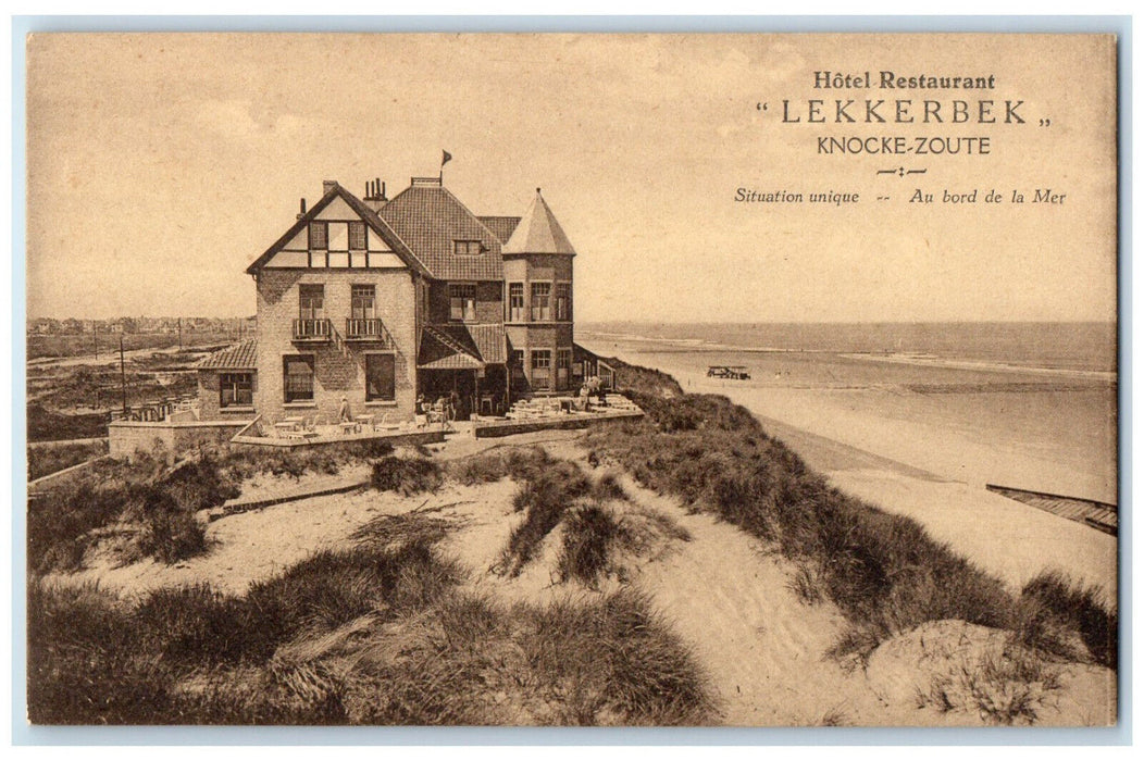 c1910 Hotel Restaurant Lekkerbek Knokke-Zoute At The Seaside Belgium Postcard