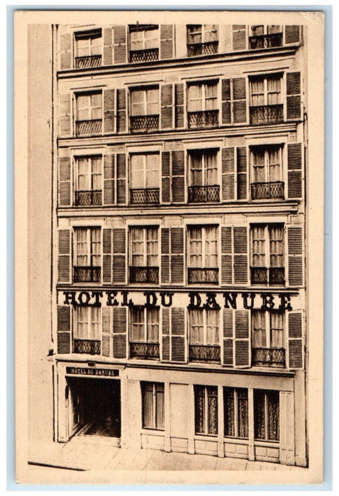 c1940's Hotel Du Danube Rue Jacob Paris France Unposted Vintage Postcard