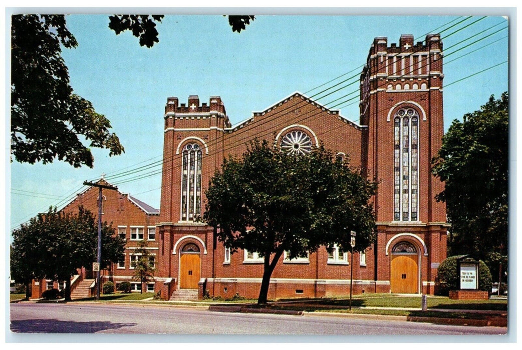 c1950's Rivermont Avenue Baptist Church Street View Lynchburg VA Postcard