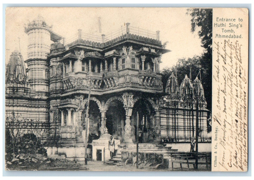 1906 Entrance to Huthi Sing's Tomb Ahmedabad India Posted Antique Postcard