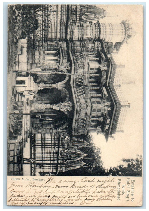 1906 Entrance to Huthi Sing's Tomb Ahmedabad India Posted Antique Postcard