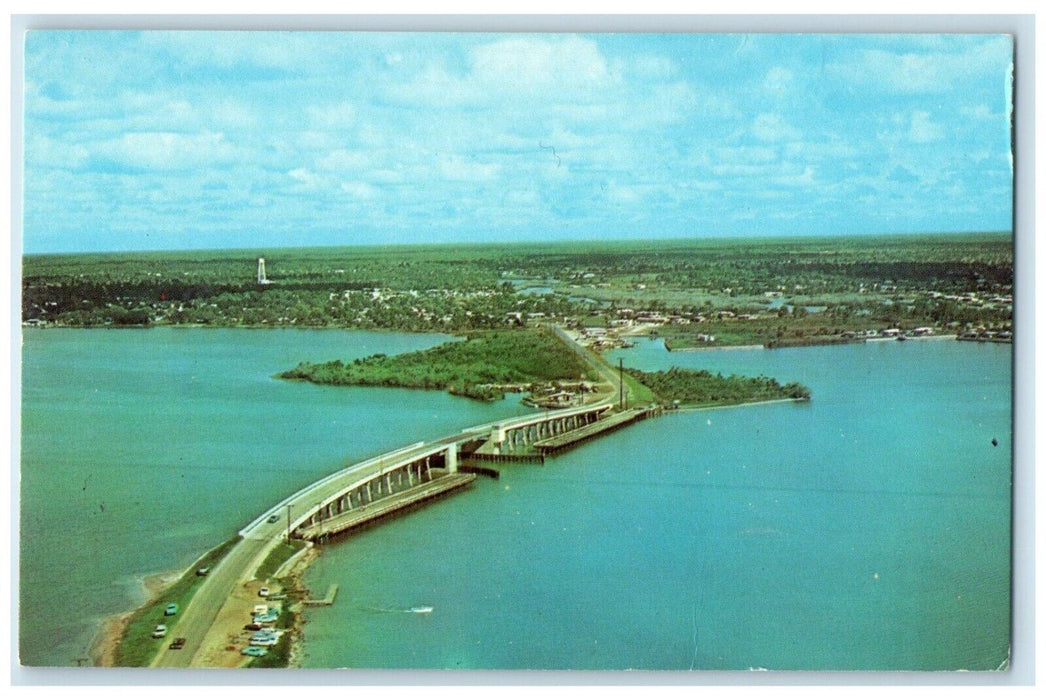 c1950's Aerial View Of The New Bridge To Eaglewood Beach Florida FL Postcard