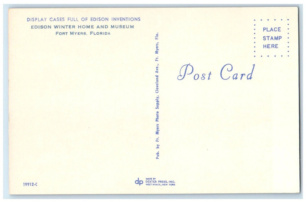 c1950's Edison Winter Home And Museum Interior Fort Myers Florida FL Postcard