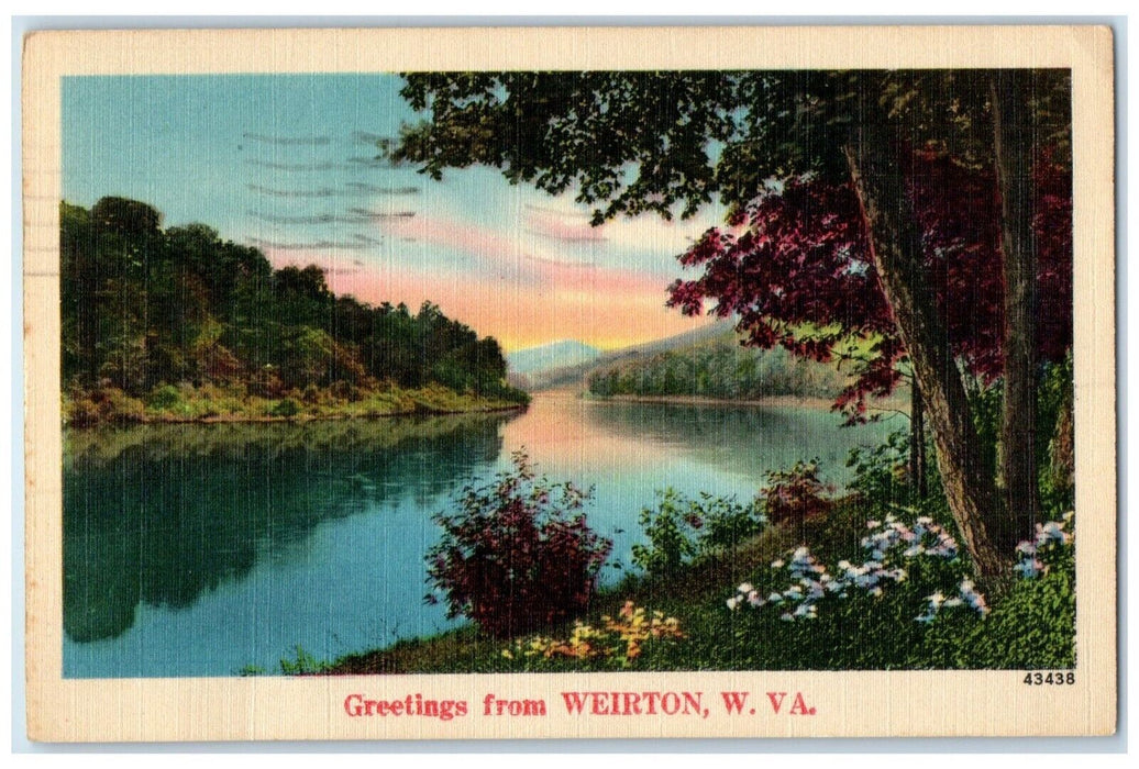 1946 Greetings From Weirton West Virginia WV, Lake View Hollidays Cove Postcard