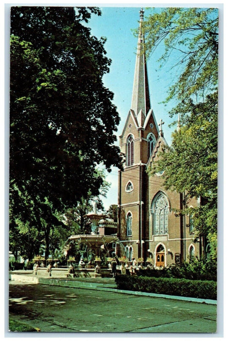 c1950's Trinity Methodist Church Scene Street Madison Indiana IN Postcard