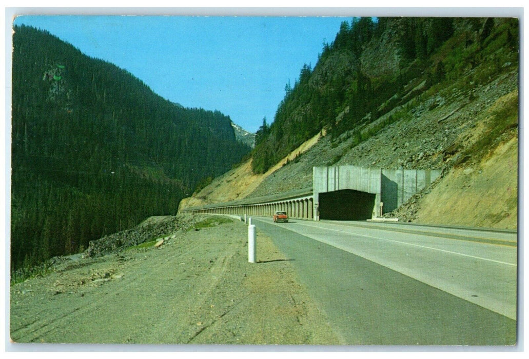 c1950s US Highway 10 Car Tunnel Summit Of Snoqualmie Pass Washington WA Postcard