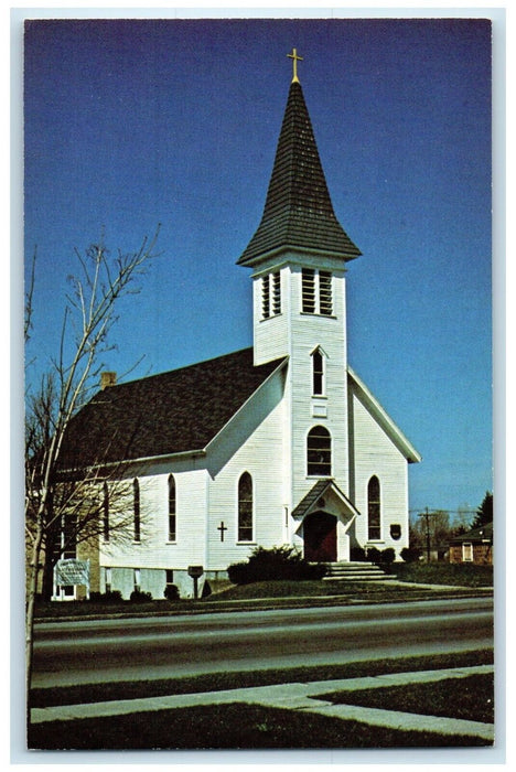 c1950's Immanuel Evangelical Lutheran Church Street View Webster NY Postcard