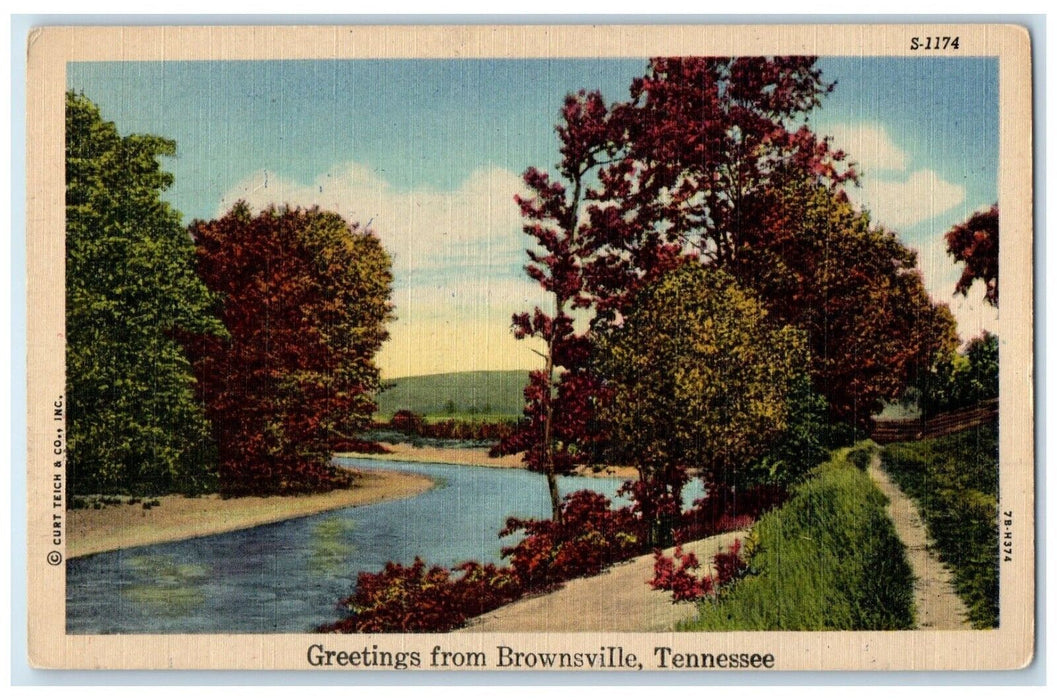 1955 Greetings From Brownsville Tennessee TN, River View Guthrie KY Postcard