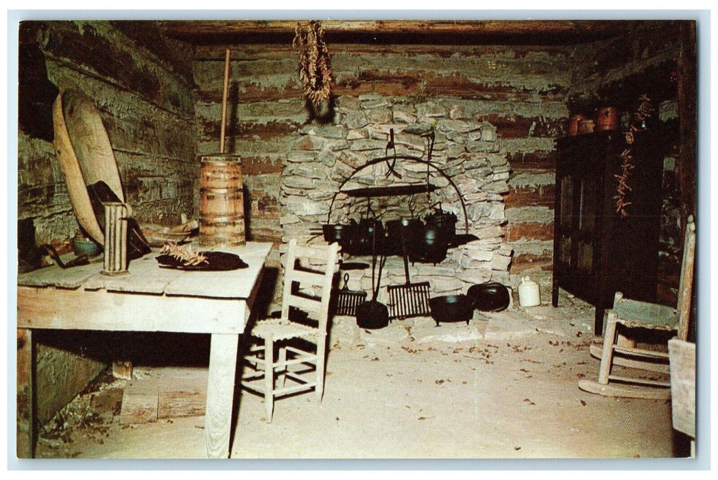 c1960 Log Kitchen General Mrs. Houston Interior Chair Huntsville Texas Postcard