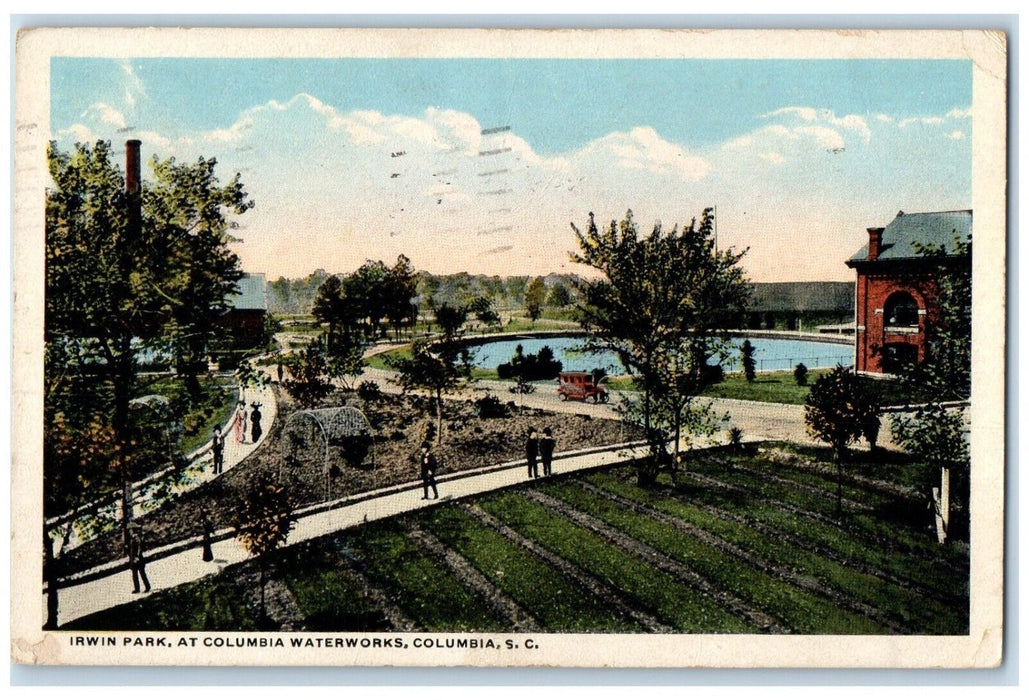 1917 Aerial View Irwin Park Columbia Waterworks Columbia South Carolina Postcard